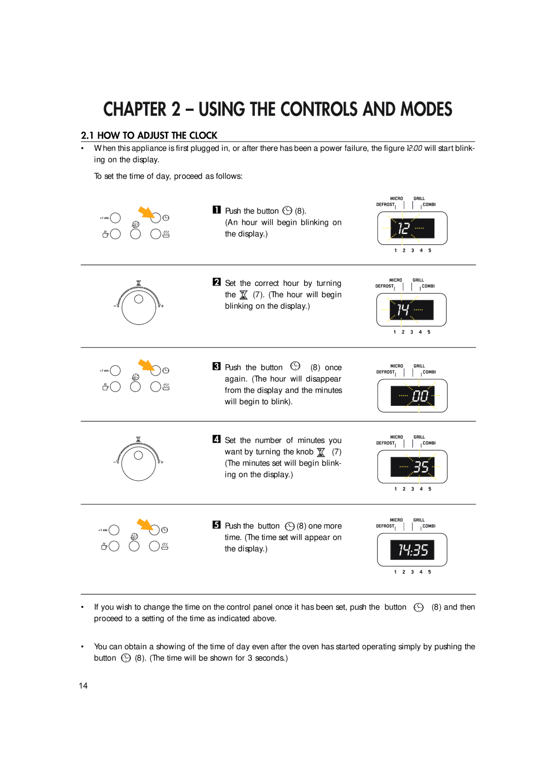 Hotpoint MWH221 manual Using the Controls and Modes, HOW to Adjust the Clock 