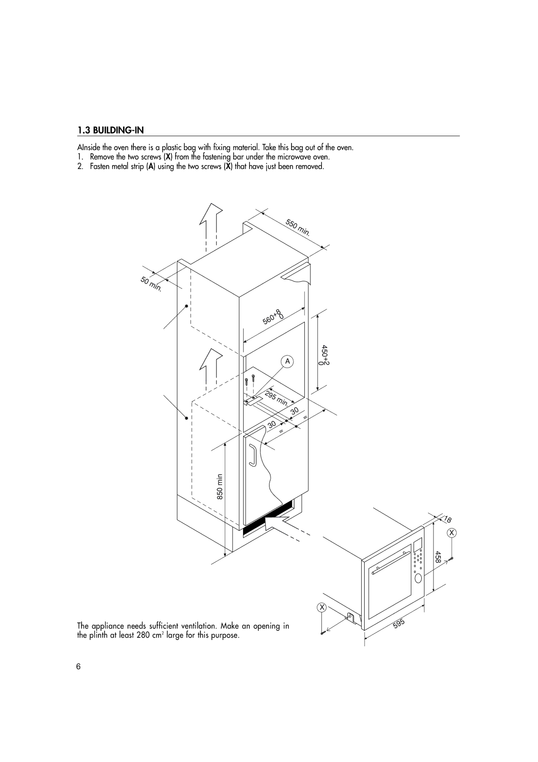 Hotpoint MWHZ33 manual Min, Building-In 