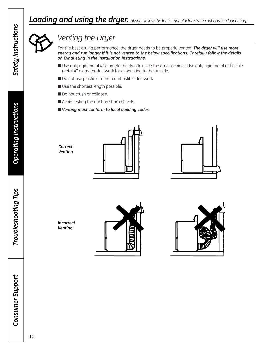 Hotpoint NBXR333 owner manual Venting the Dryer 