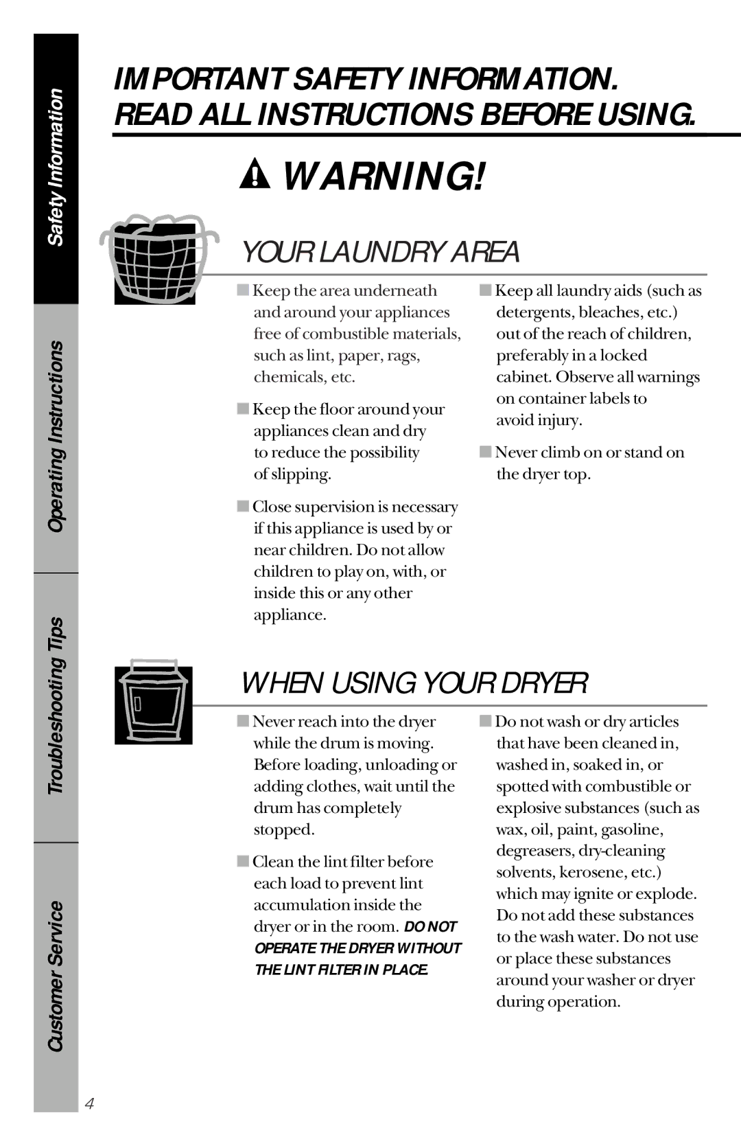 Hotpoint NVLR333GT, NVLR333ET owner manual Your Laundry Area 