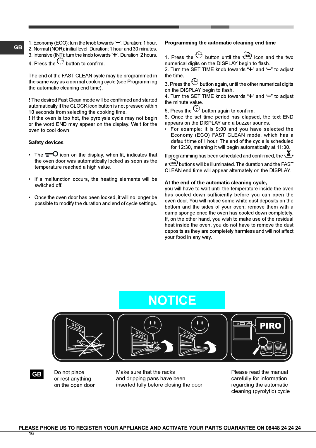 Hotpoint OS 897D P IX /HP S, OS 897D P /HP S manual Safety devices, Programming the automatic cleaning end time 