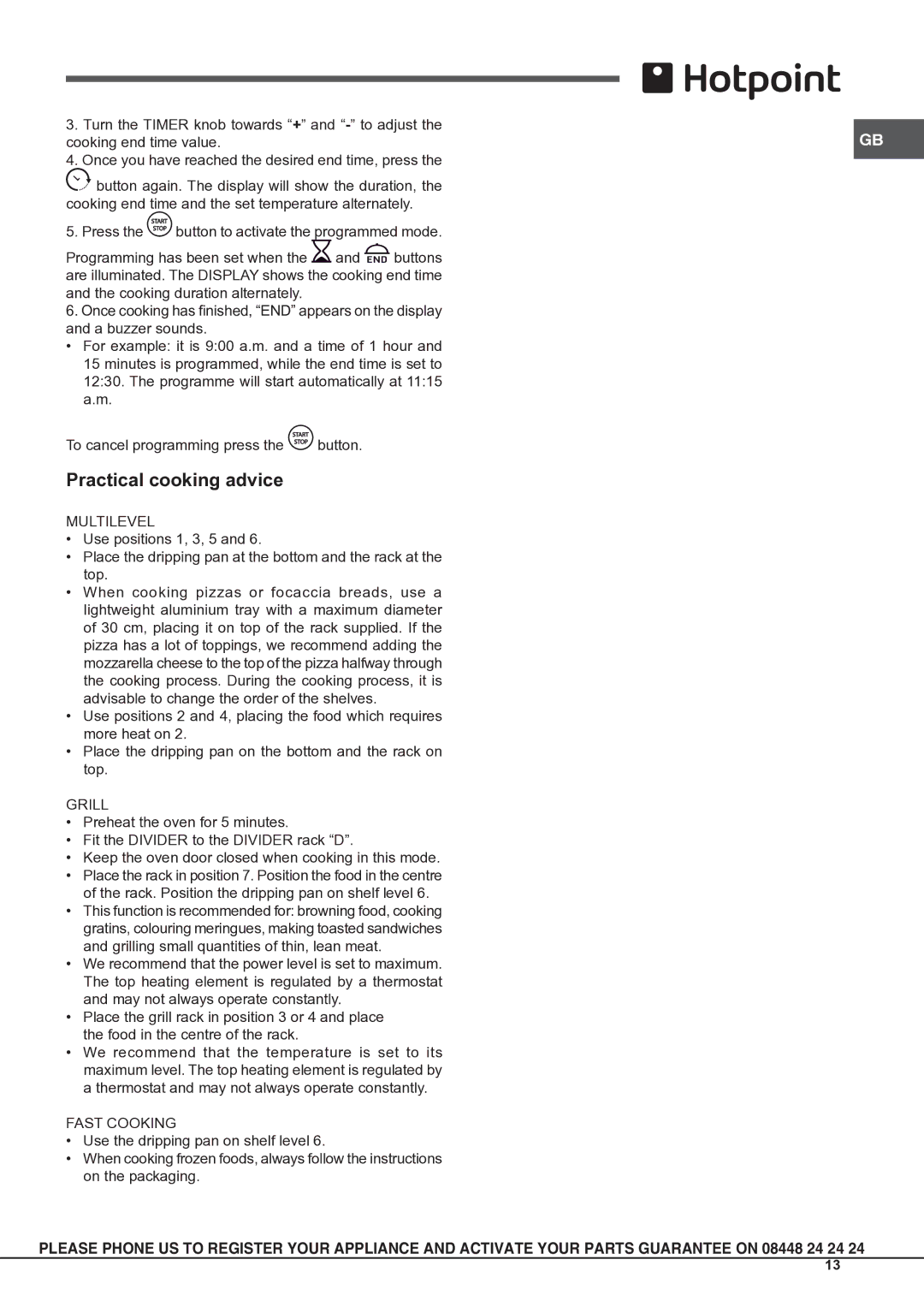 Hotpoint OSHS89EDC manual Practical cooking advice, Multilevel 