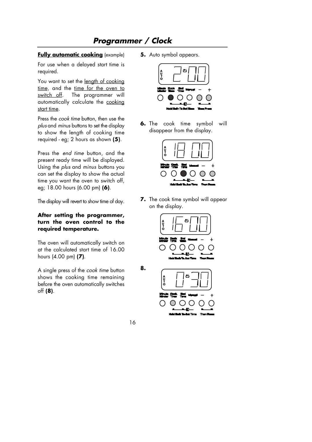 Hotpoint Oven manual Fully automatic cooking example 