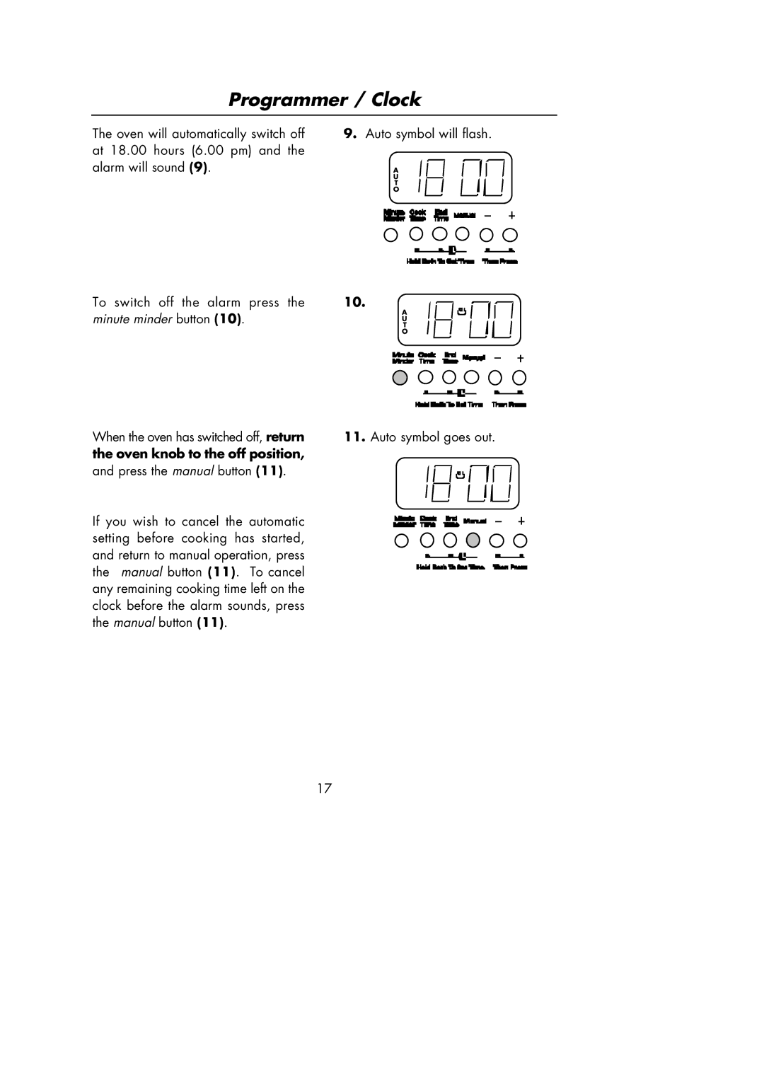 Hotpoint Oven manual Minute minder button 