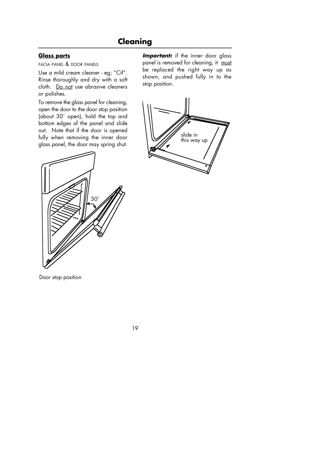 Hotpoint Oven manual Glass parts 