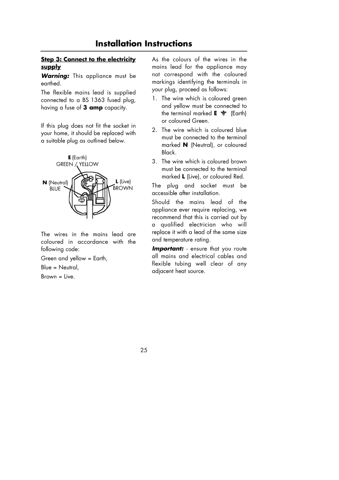 Hotpoint Oven manual Connect to the electricity supply 