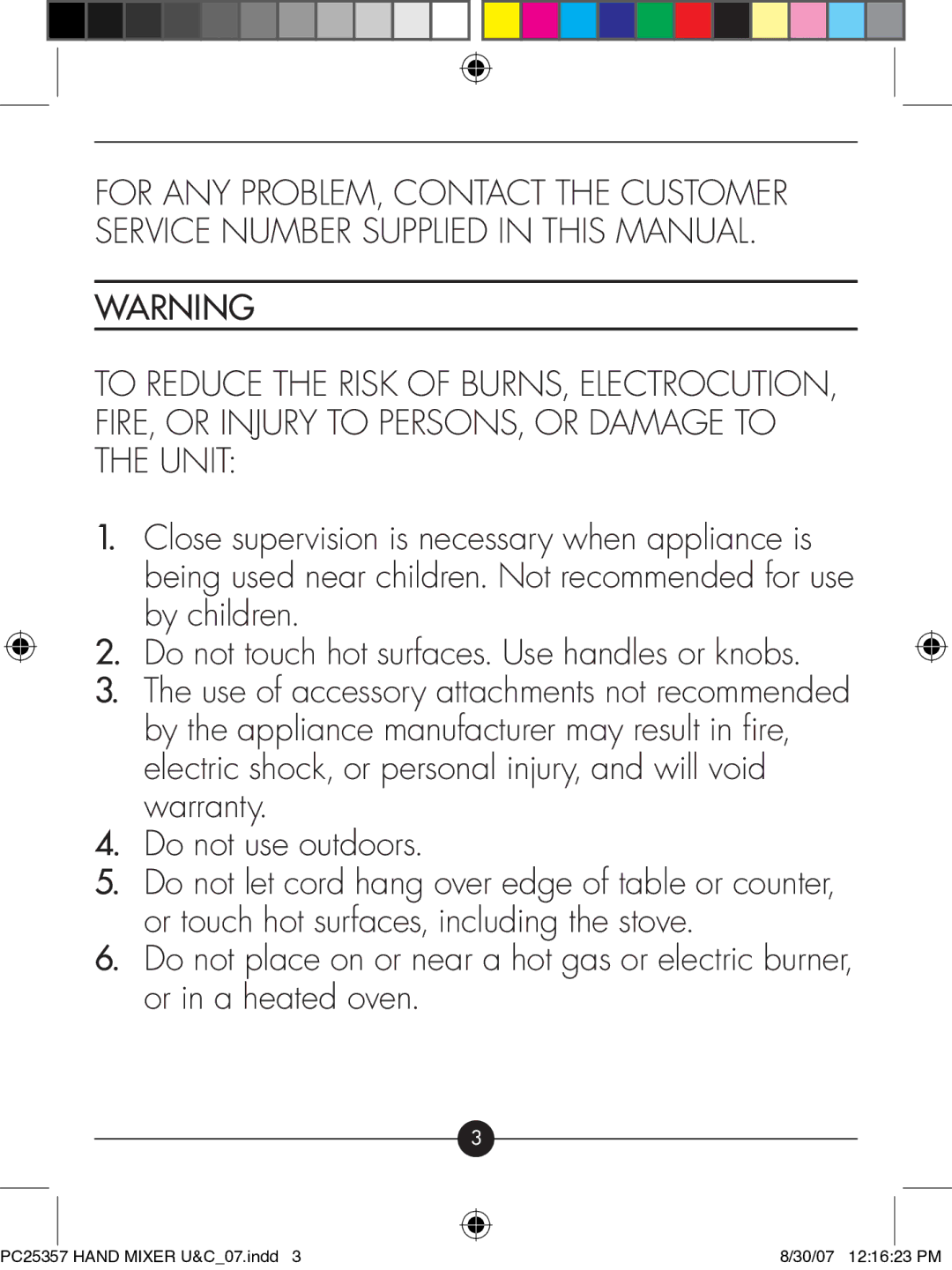 Hotpoint PC25357 manual Hand Mixer U&C07.indd 30/07 121623 PM 