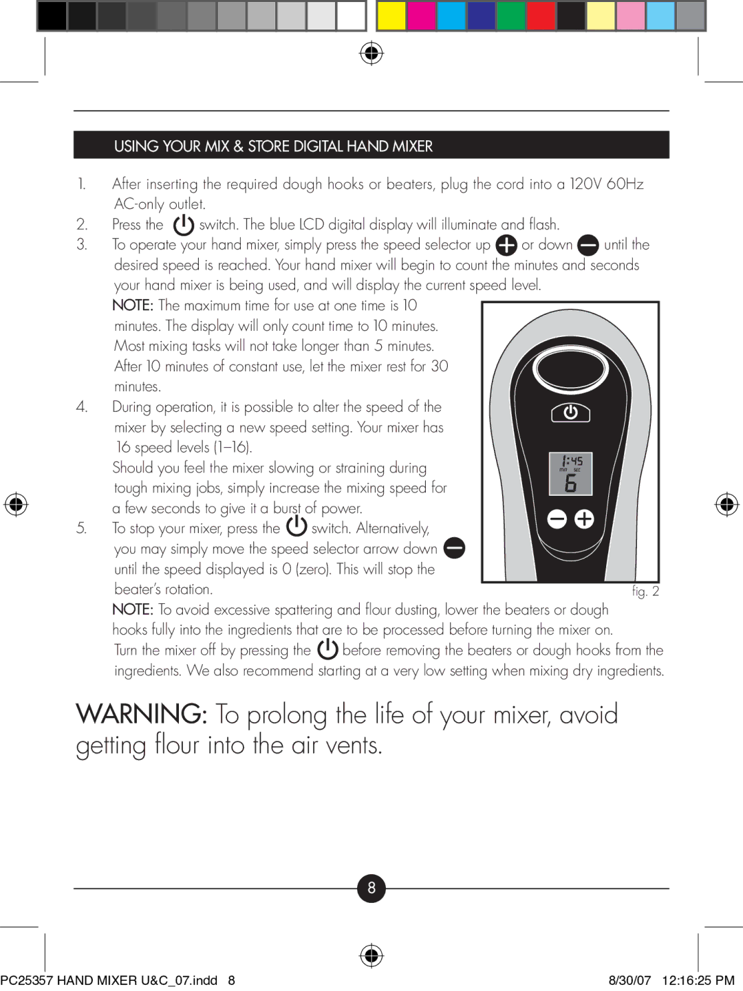 Hotpoint PC25357 manual Using Your MIX & Store Digital Hand Mixer 