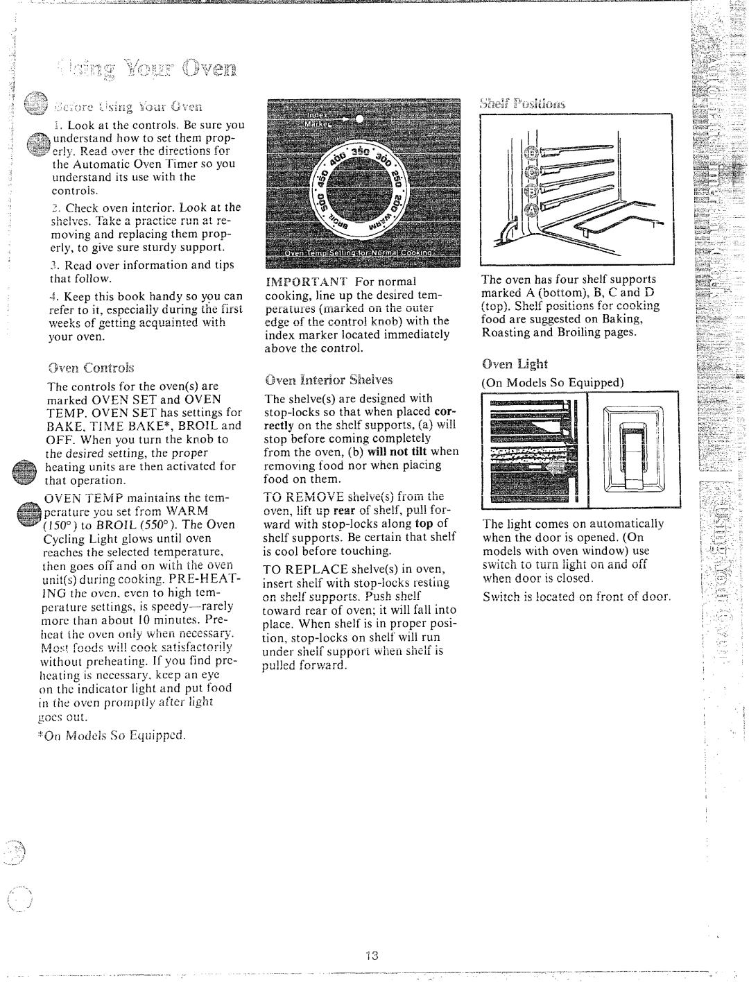 Hotpoint RS47, RA513, RS42, RS46, RB532 manual OvenIMH’kMs, Rectly on t 