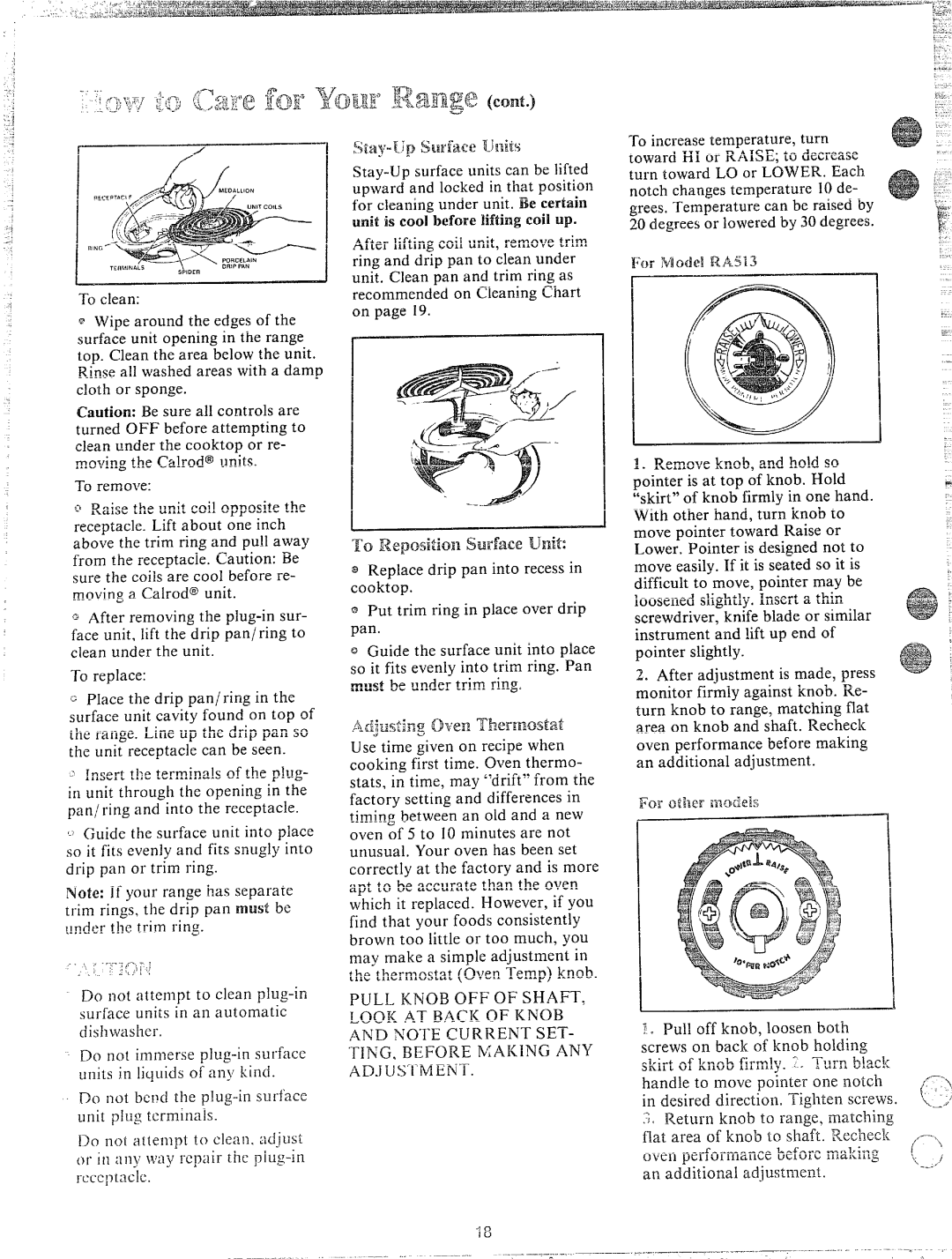 Hotpoint RS47, RA513, RS42, RS46, RB532 manual = W, ‘ G, Pointer, ~ G, Oven ofu 5 to 10u, On K, ~ o k ~ s l~, ‘ T A n w 