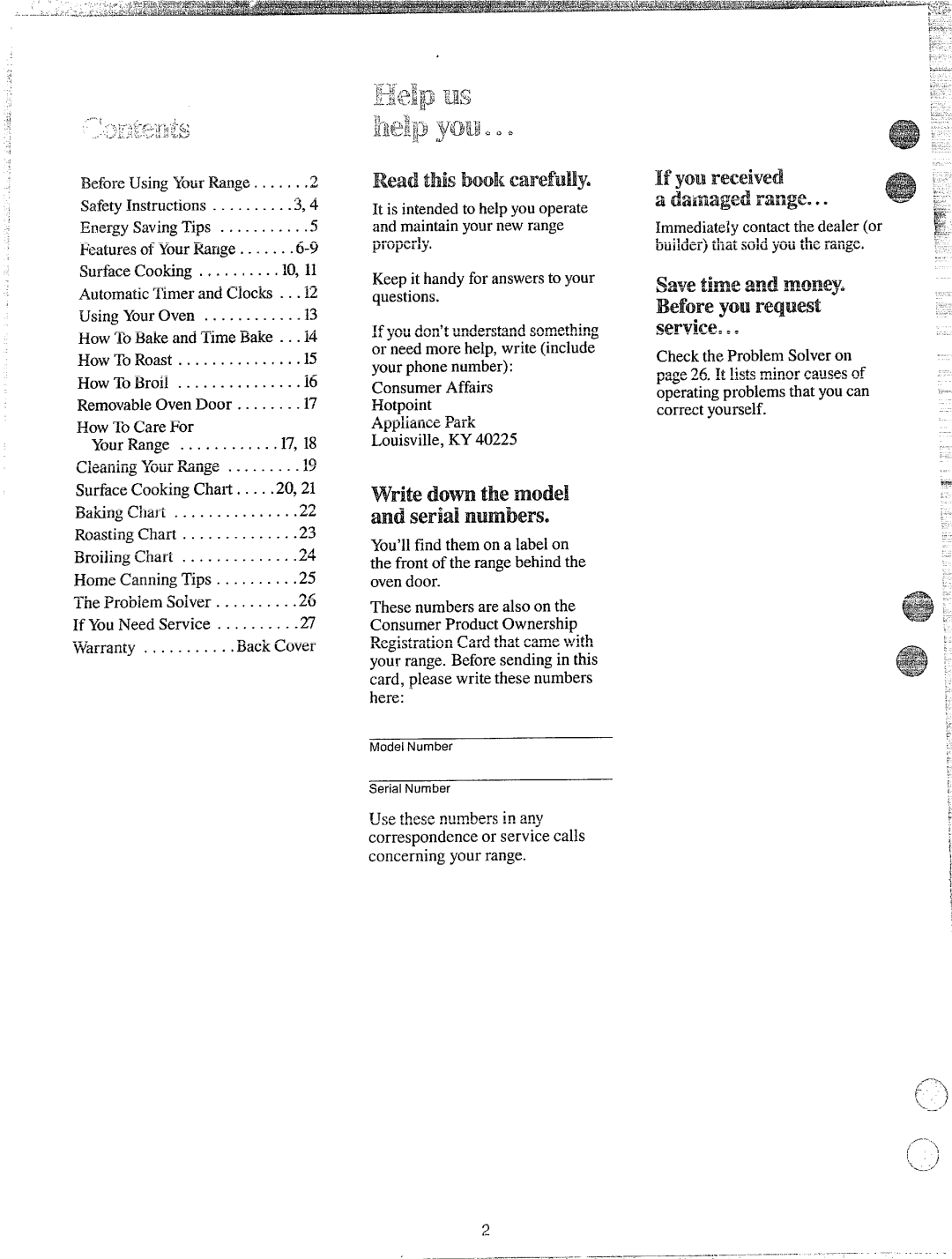 Hotpoint RS46, RA513, RS42, RS47, RB532 manual Immediatelycontactthe dealer or 