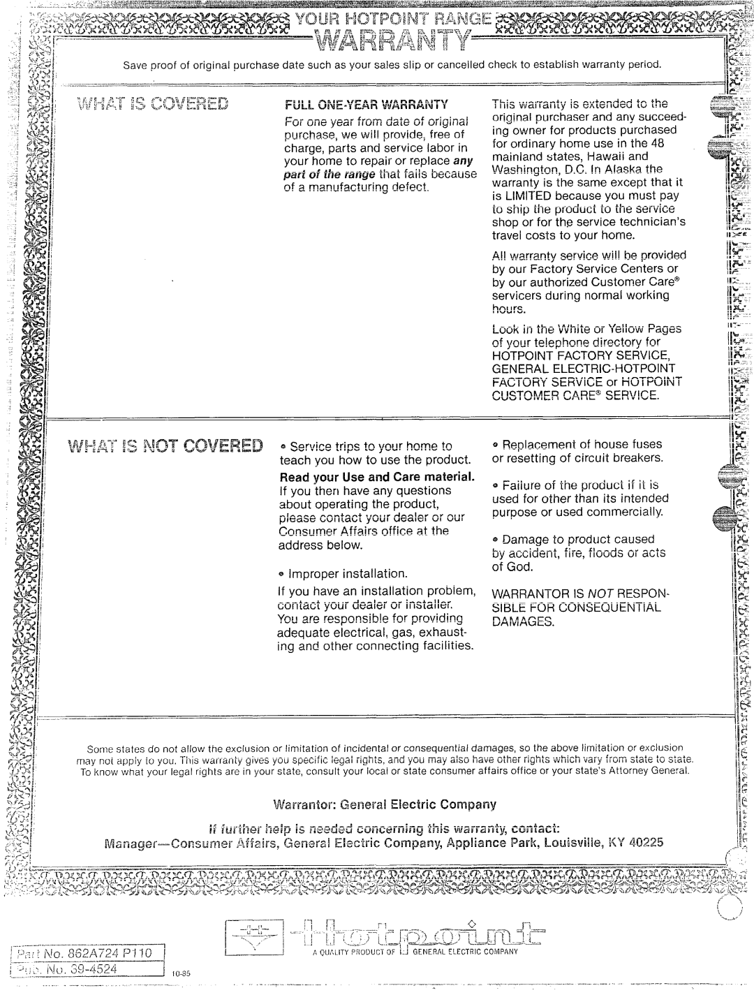 Hotpoint RS47, RA513, RS42, RS46, RB532 manual ~=~j 