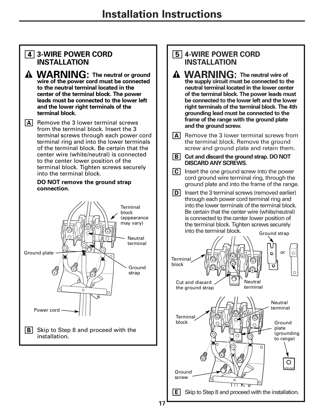 Hotpoint RA720 Do not remove the ground strap connection, Cut and discard the ground strap. do not Discard ANY Screws 