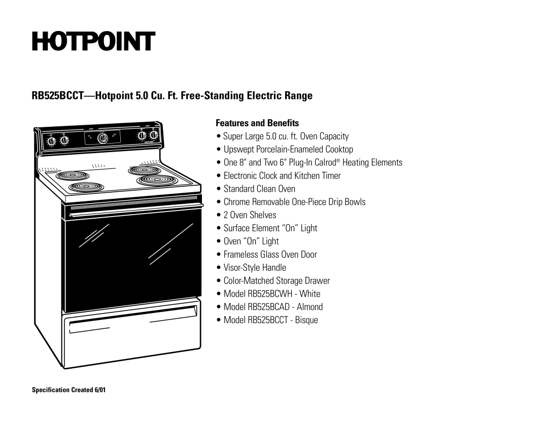 Hotpoint RB525BCCT dimensions Features and Benefits 