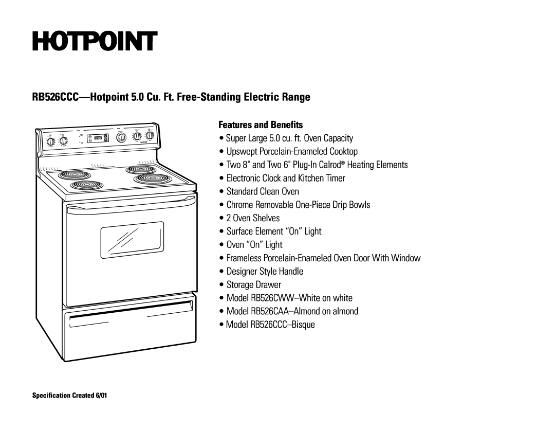 Hotpoint RB526CCC dimensions Features and Benefits 