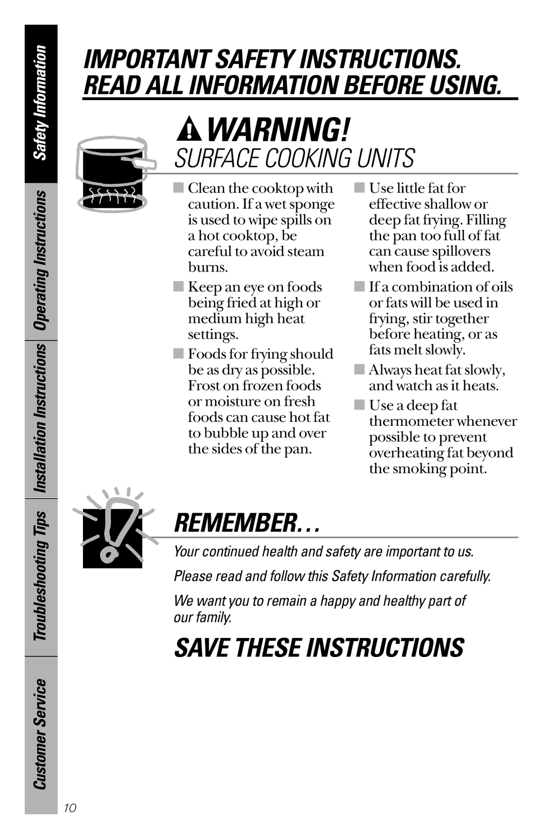 Hotpoint RB533, RB526, RB536, RB632, RB525 owner manual Remember…, Customer Service Troubleshooting Tips 