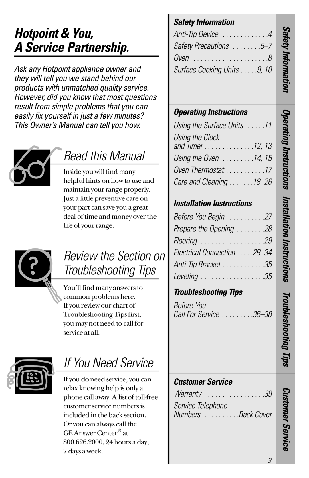 Hotpoint RB632, RB533, RB526, RB536, RB525 owner manual Hotpoint & You Service Partnership 