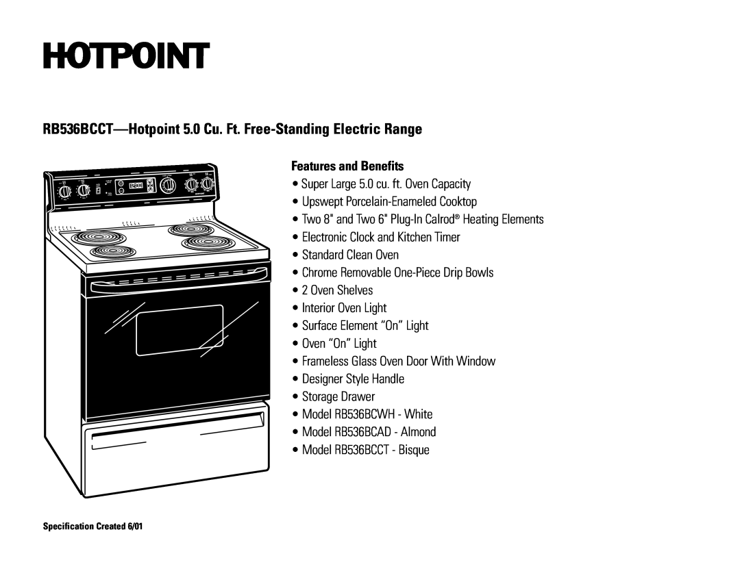 Hotpoint RB536BCCT dimensions Features and Benefits 
