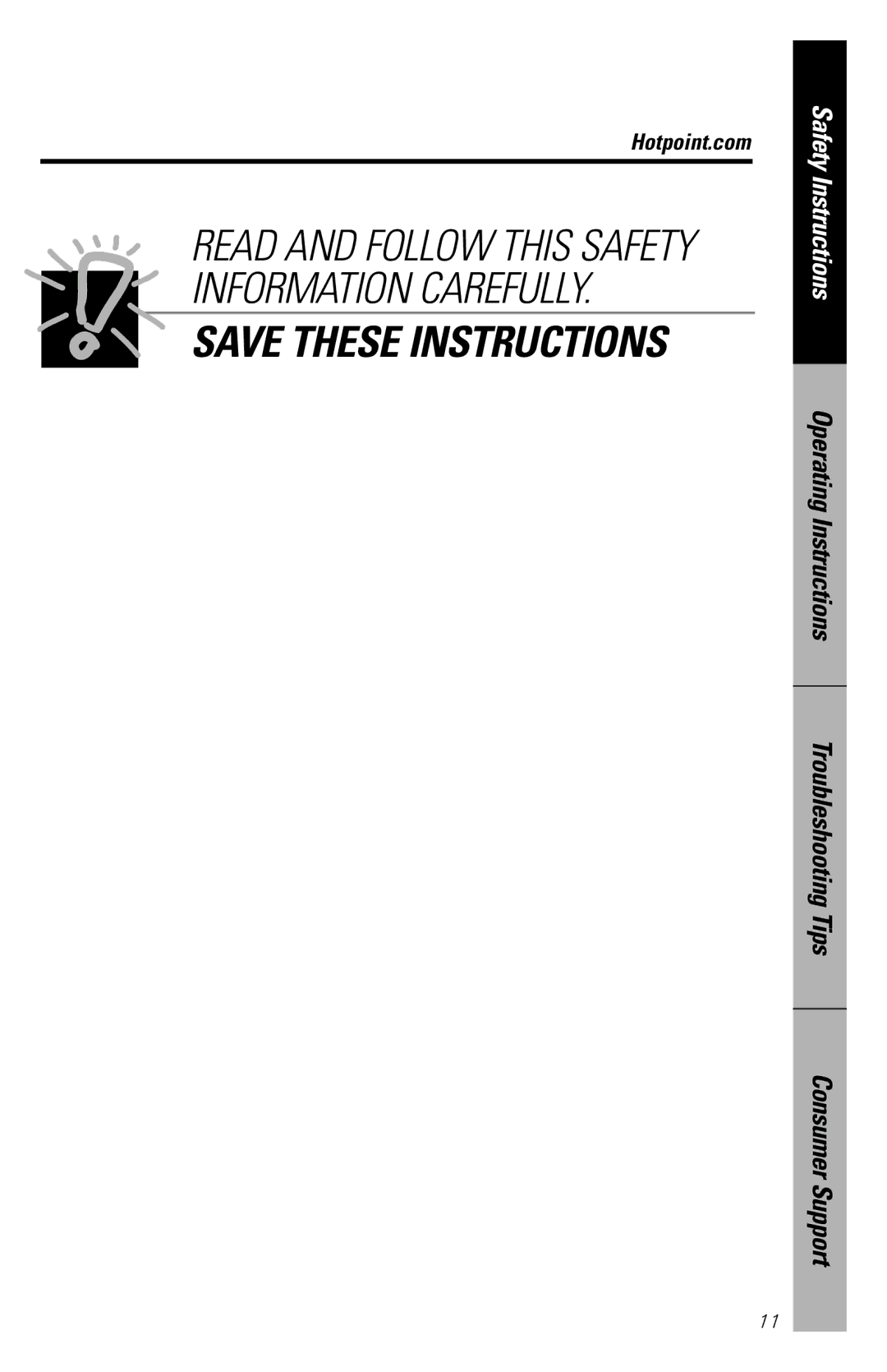 Hotpoint rem25 owner manual Read and Follow this Safety Information Carefully 