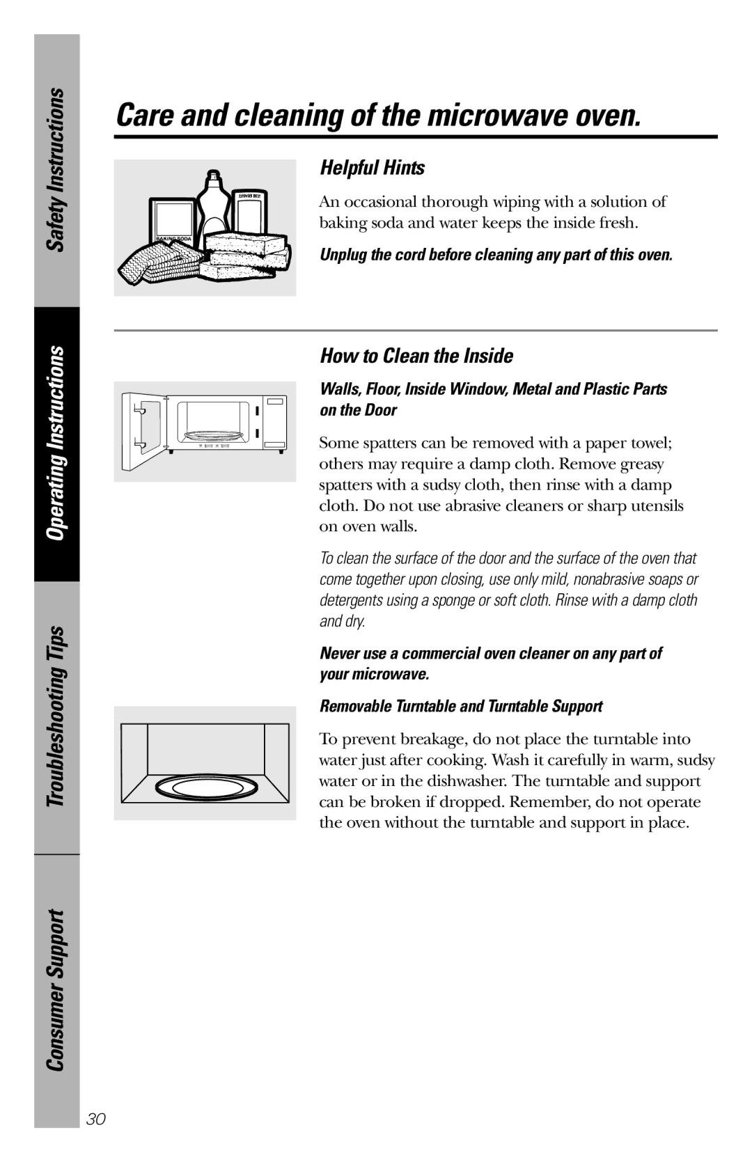 Hotpoint rem25 owner manual Helpful Hints, How to Clean the Inside, Unplug the cord before cleaning any part of this oven 