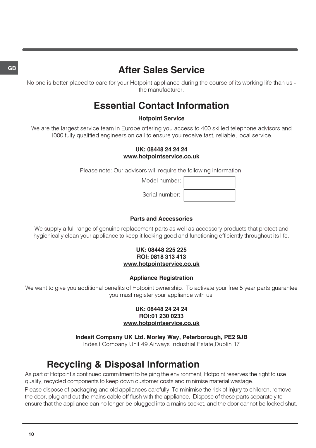 Hotpoint RF175MG, RF 175WP, RF175MP, REFRIGERATOR/FREEZER COMBINATION manual After Sales Service, Hotpoint Service 