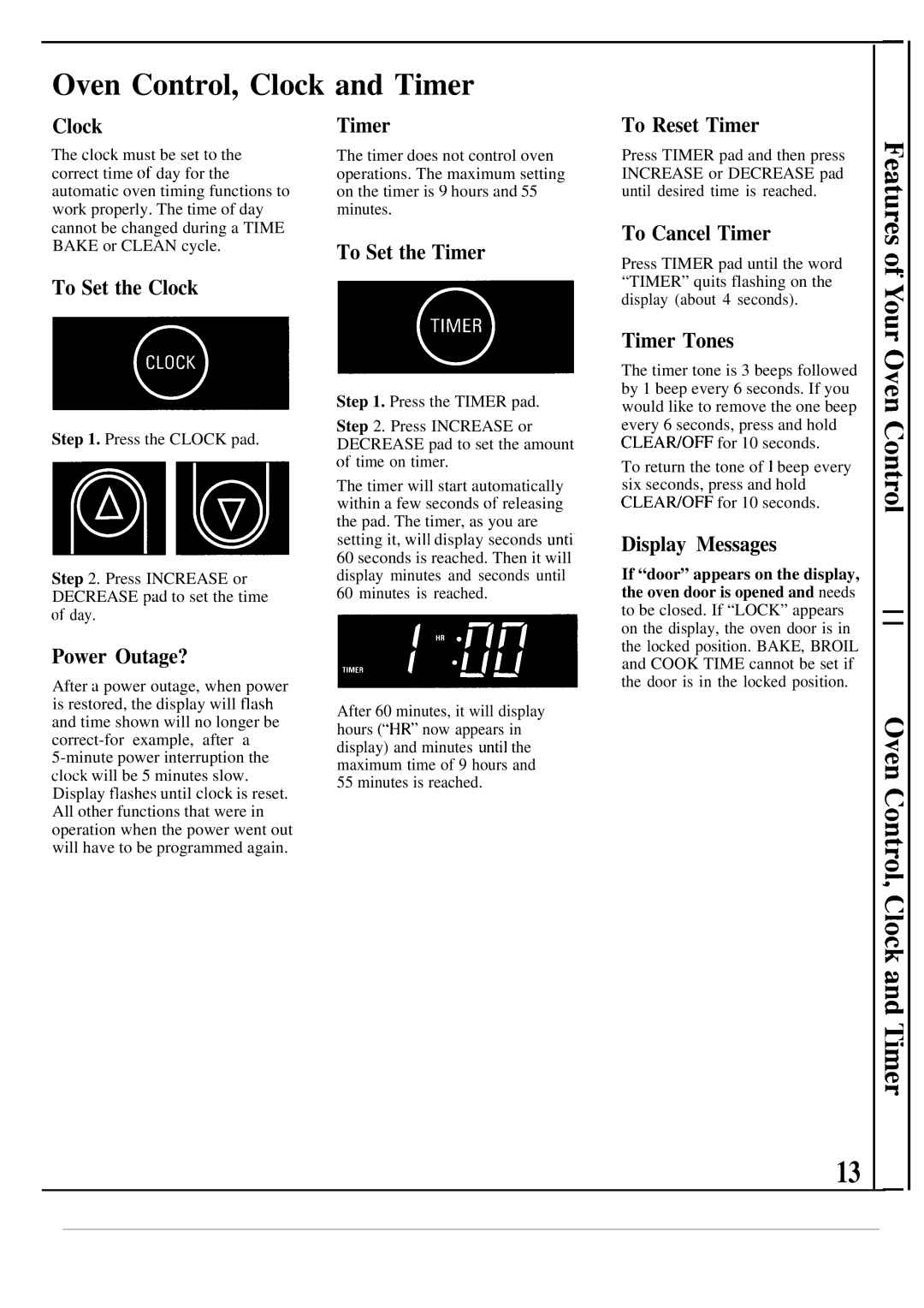 Hotpoint RF725GP warranty Oven Control, Clock and Timer 