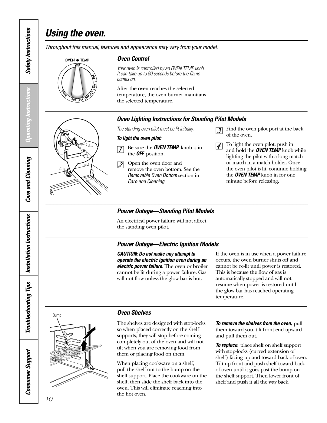 Hotpoint RGA724, RGA720 owner manual Using the oven 