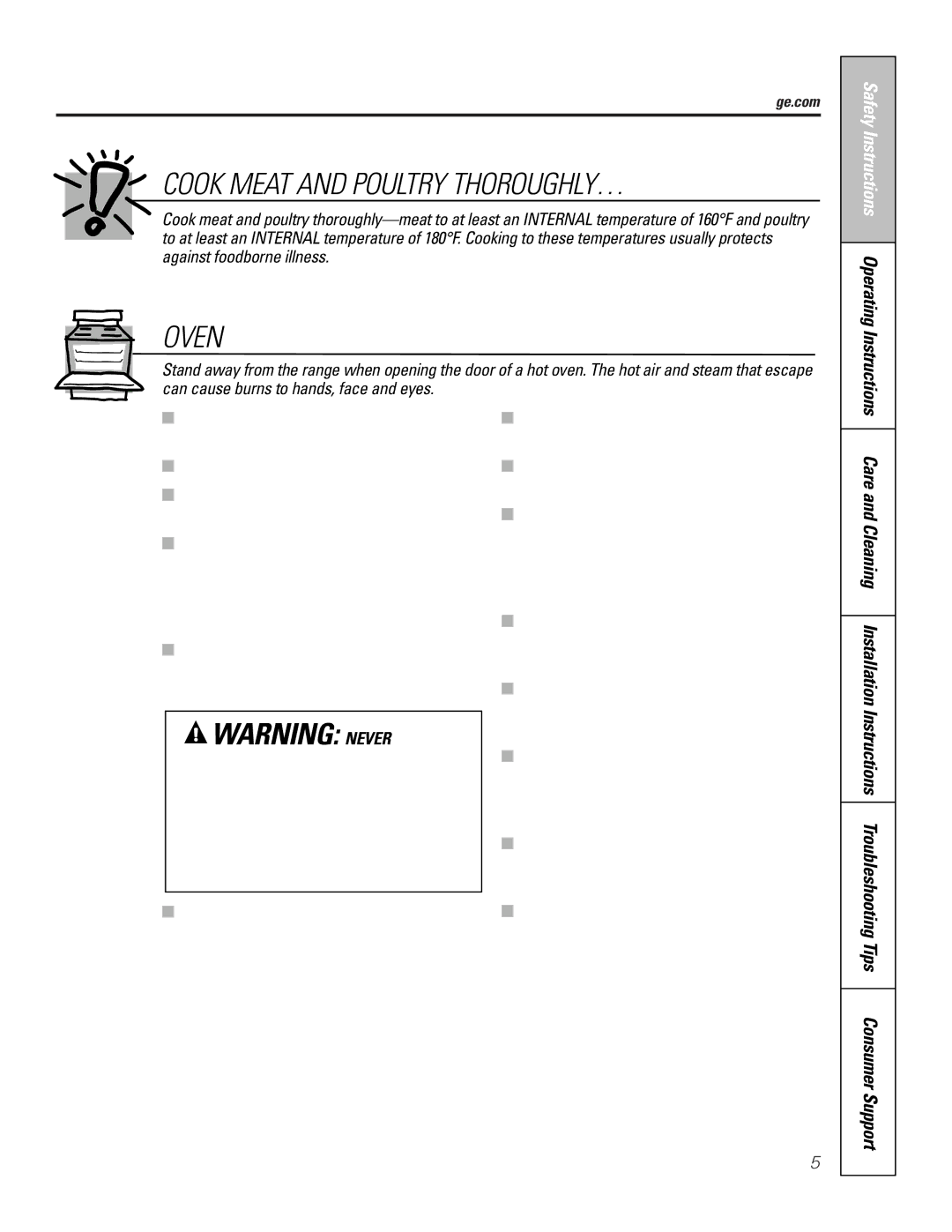 Hotpoint RGA720, RGA724 owner manual Cook Meat and Poultry THOROUGHLY… 