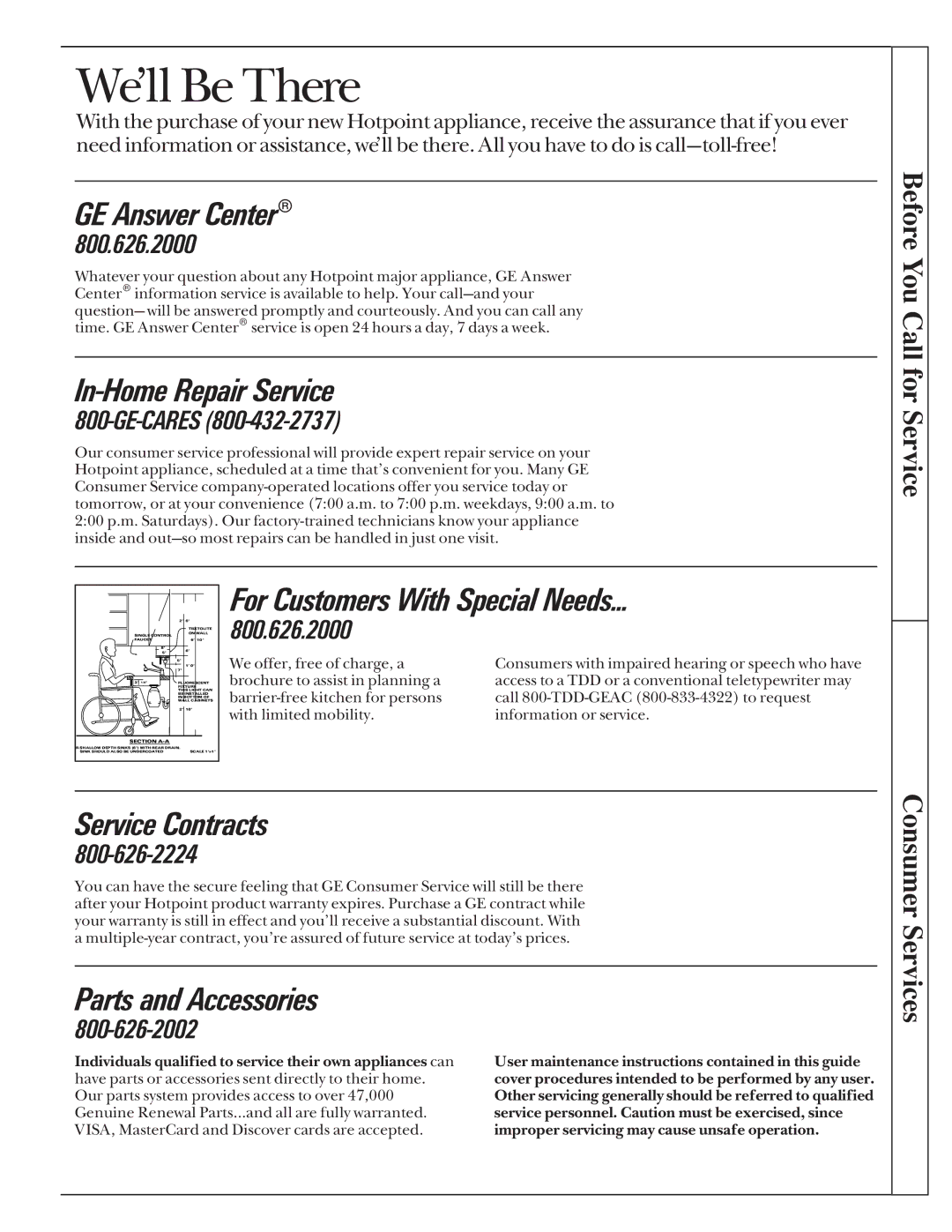 Hotpoint RGB506 installation instructions We’ll Be There, Before You Call for Service 