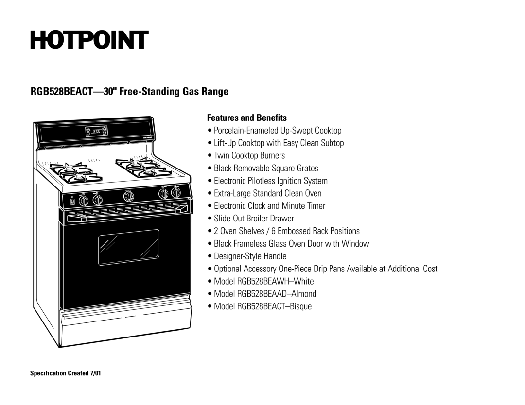 Hotpoint RGB528BEACT dimensions Features and Benefits 