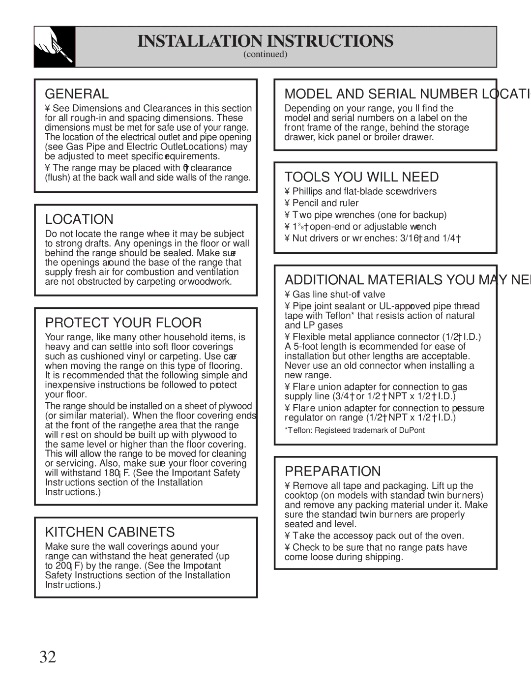 Hotpoint RGB501, RGB628, RGB535, RGB533, RGB532, RGB530, RGB525, RGB526, RGB524, RGB508, RGB528 installation instructions General 