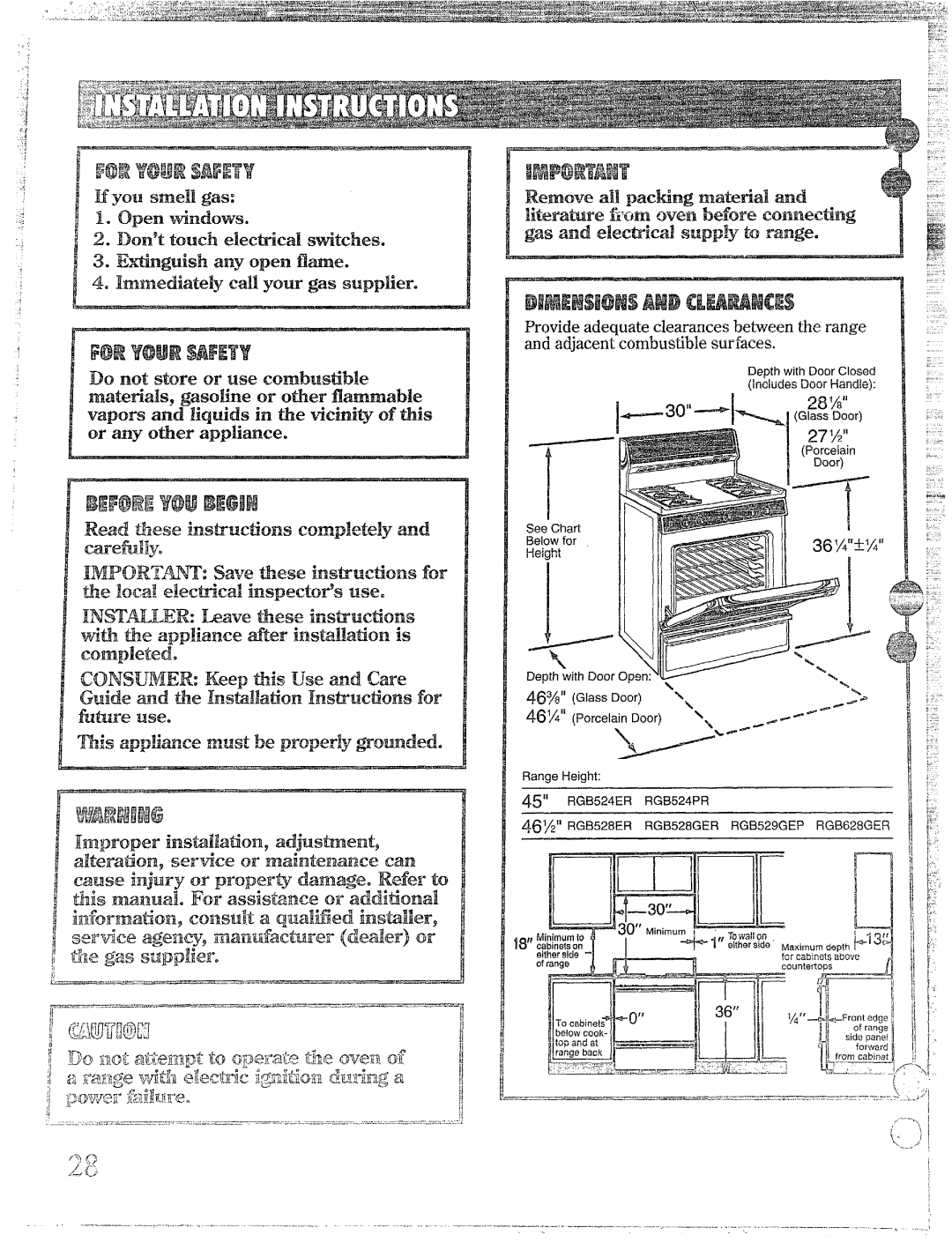 Hotpoint RGB52524ER, RGB628G, RGB528ER, RGB524PR, RGB52yGEP, RGB528GER warranty 28%, 27% 