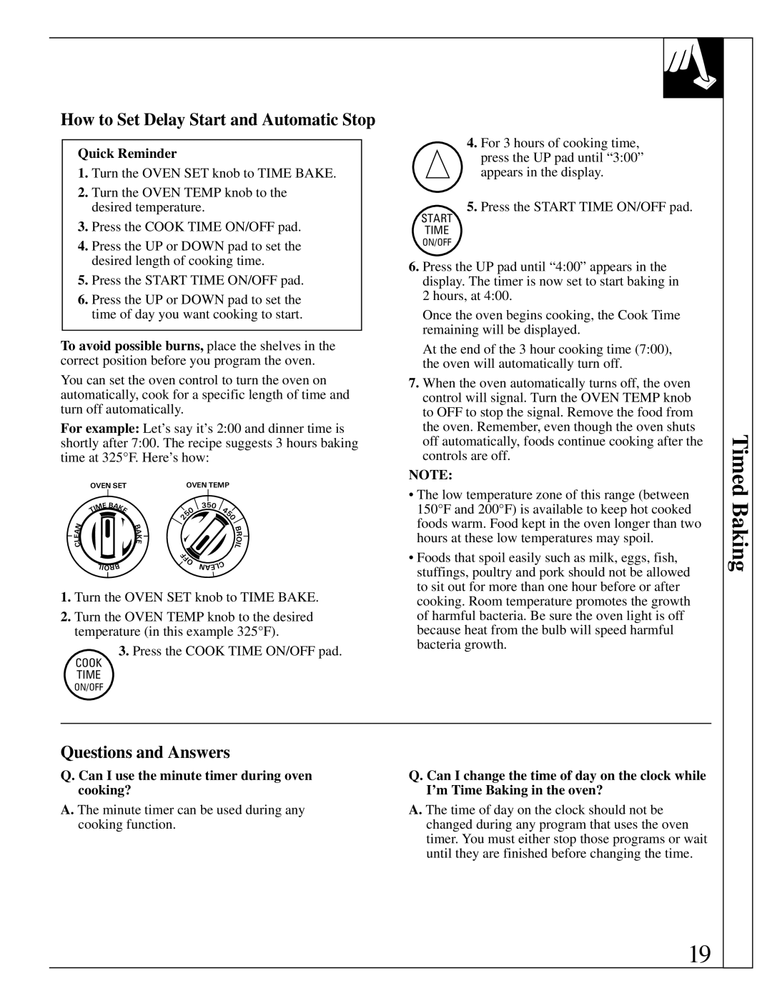 Hotpoint RGB744 installation instructions How to Set Delay Start and Automatic Stop, Questions and Answers, Quick Reminder 