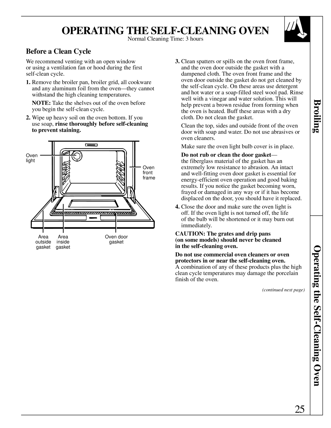 Hotpoint RGB744 installation instructions Operating the SELF-CLEANING Oven, Before a Clean Cycle 