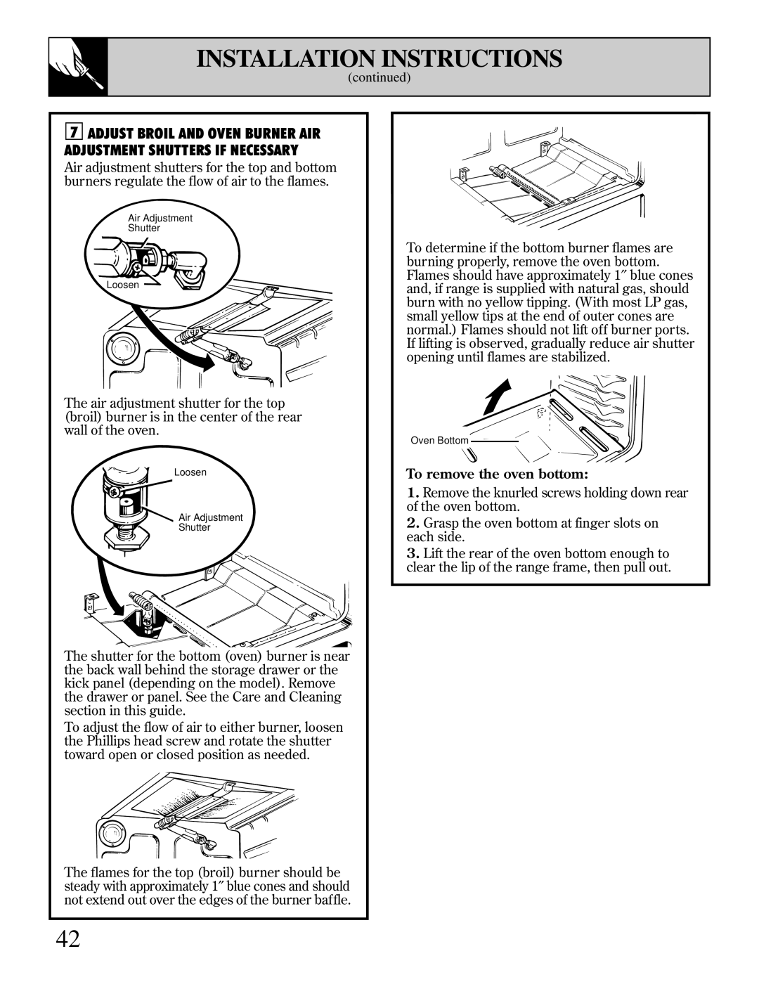 Hotpoint RGB744 installation instructions To remove the oven bottom 