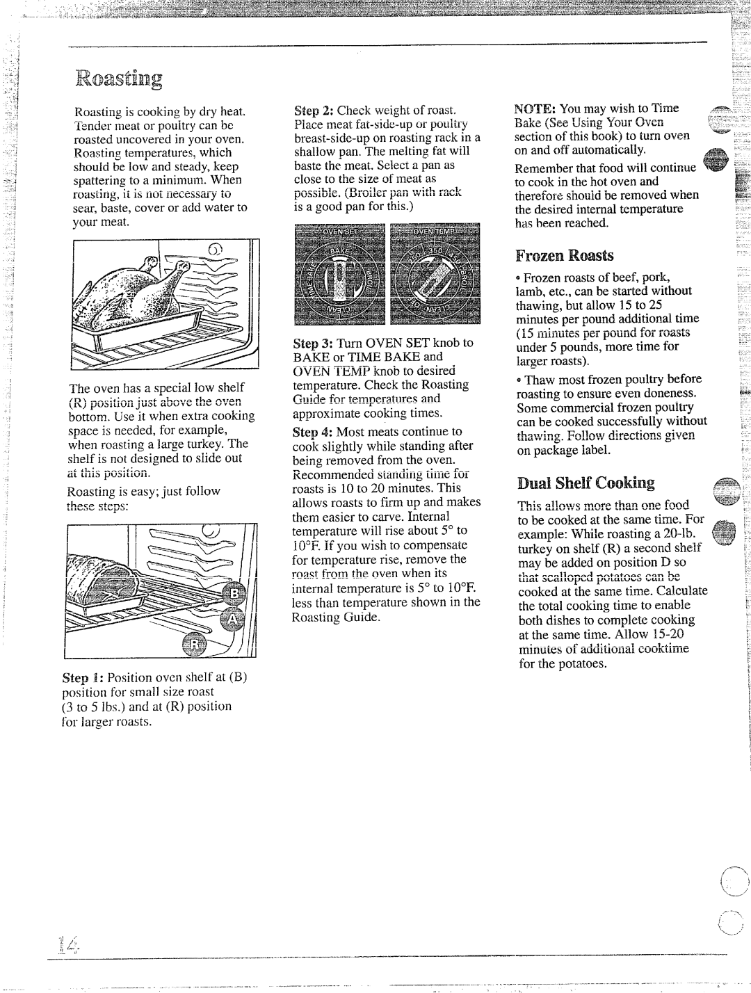 Hotpoint RGB745GER, RGB744GER installation instructions Dual shelf cooking, FrozenRoasfi 