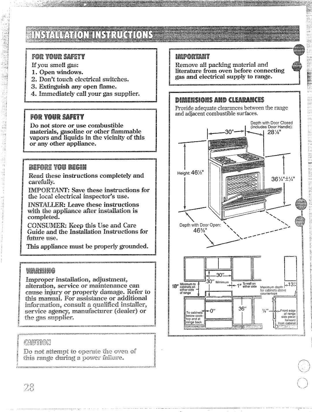 Hotpoint RGB745GER, RGB744GER Do notstore use combustible, You smell gas, Immediately call your gasSuppliere 