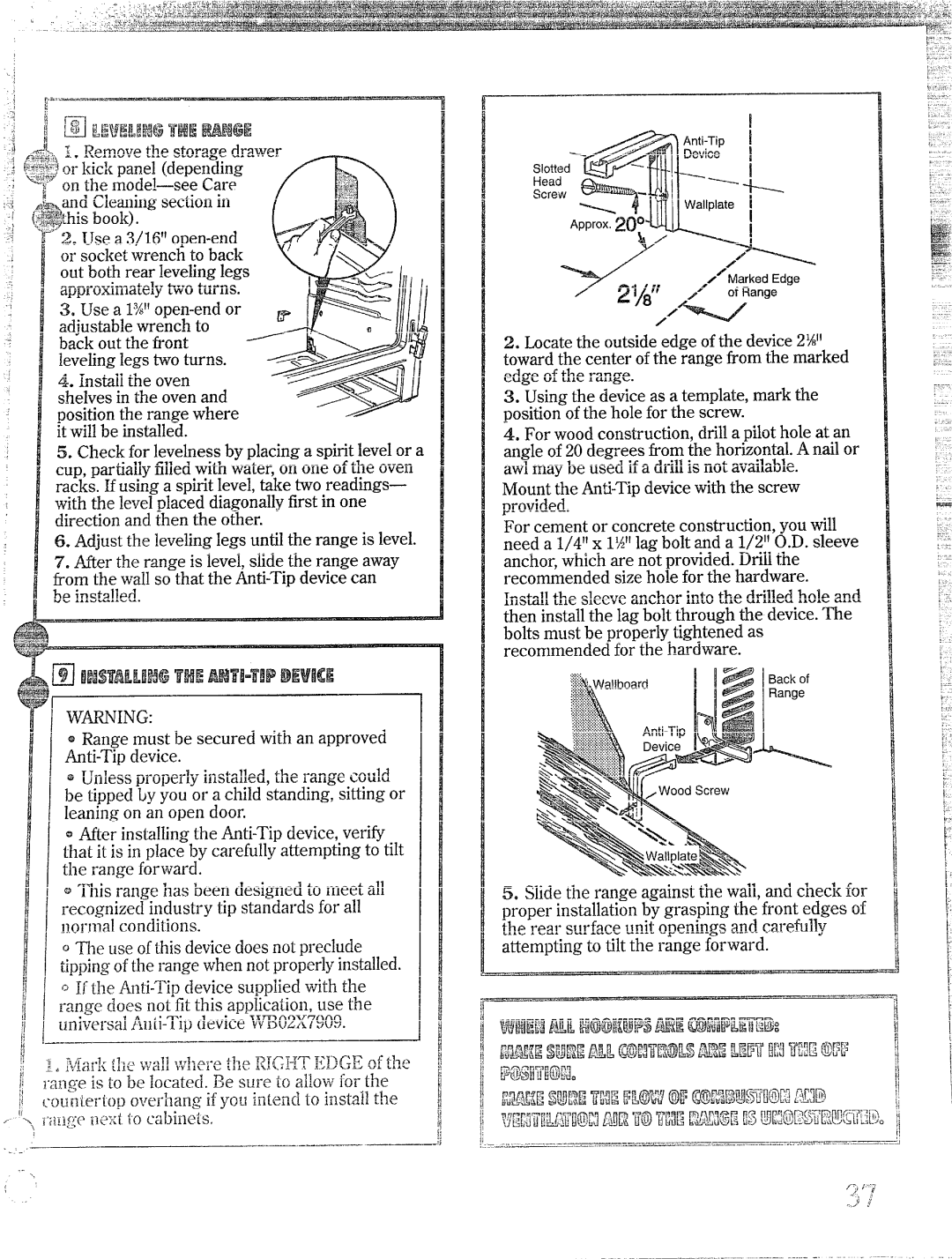 Hotpoint RGB744GER, RGB745GER installation instructions MEEWEL!HGFMEPaf#6E, Wning 