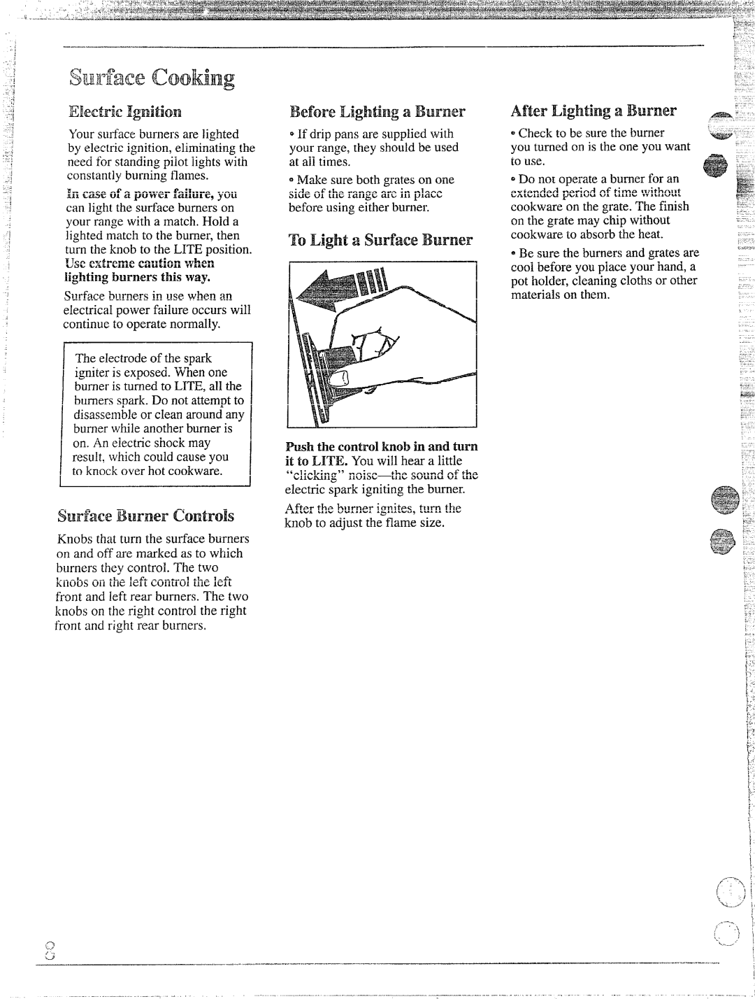 Hotpoint RGB745GER, RGB744GER installation instructions AfterLighting a Burner, SurfaceBurner controls 