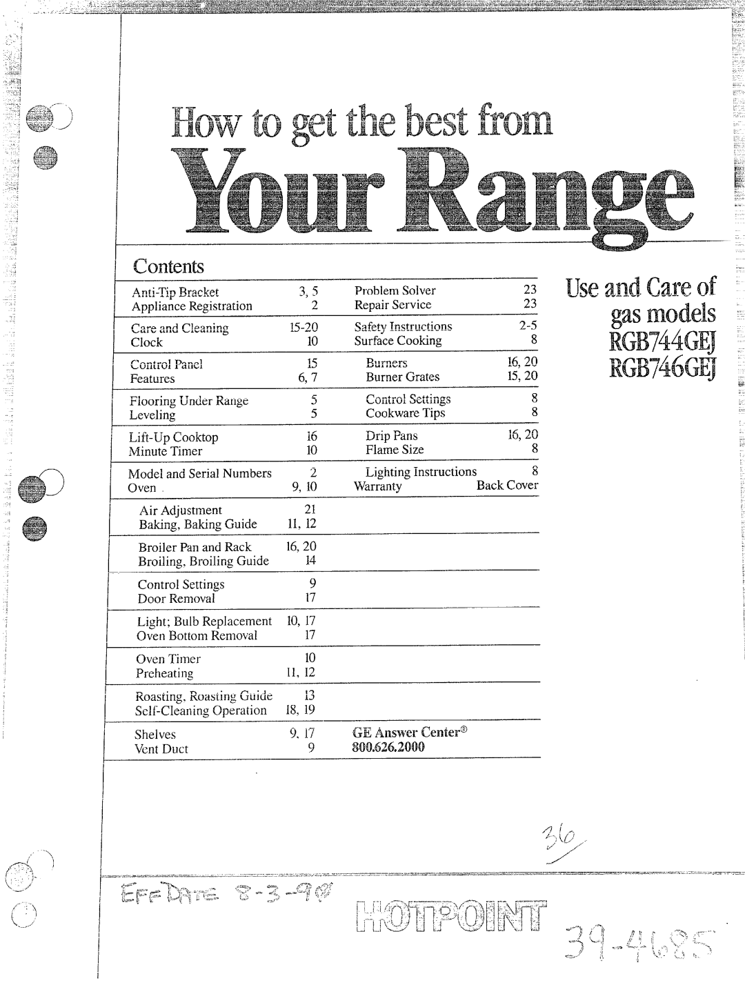 Hotpoint RGB744GEJ, RGB746GEJ warranty Howtogetthebestfrom 