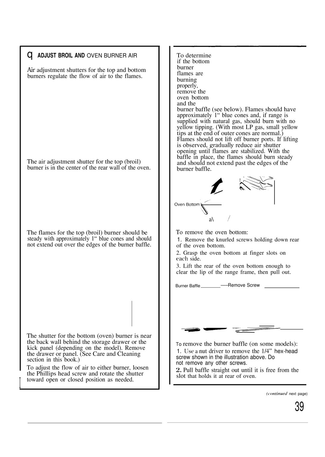 Hotpoint RGB747GER installation instructions Adjust Broil and Oven Burner AIR 