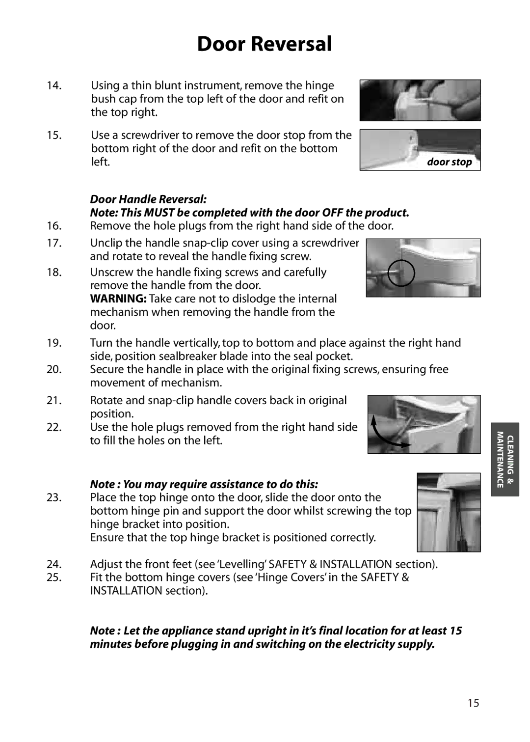 Hotpoint RLA52, RLA50 manual Left 