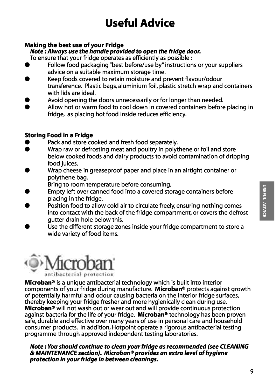 Hotpoint RLM81, RLA81 manual Useful Advice, Making the best use of your Fridge, Storing Food in a Fridge 