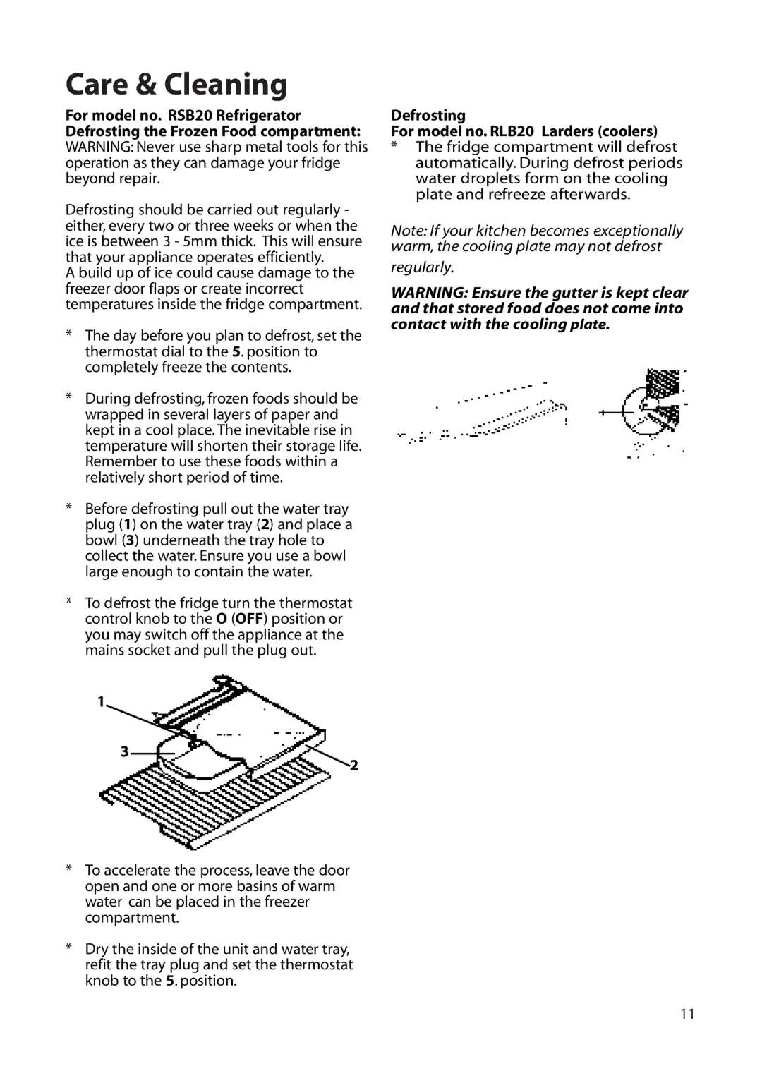 Hotpoint manual Defrosting For model no. RLB20 Larders coolers, Regularly 