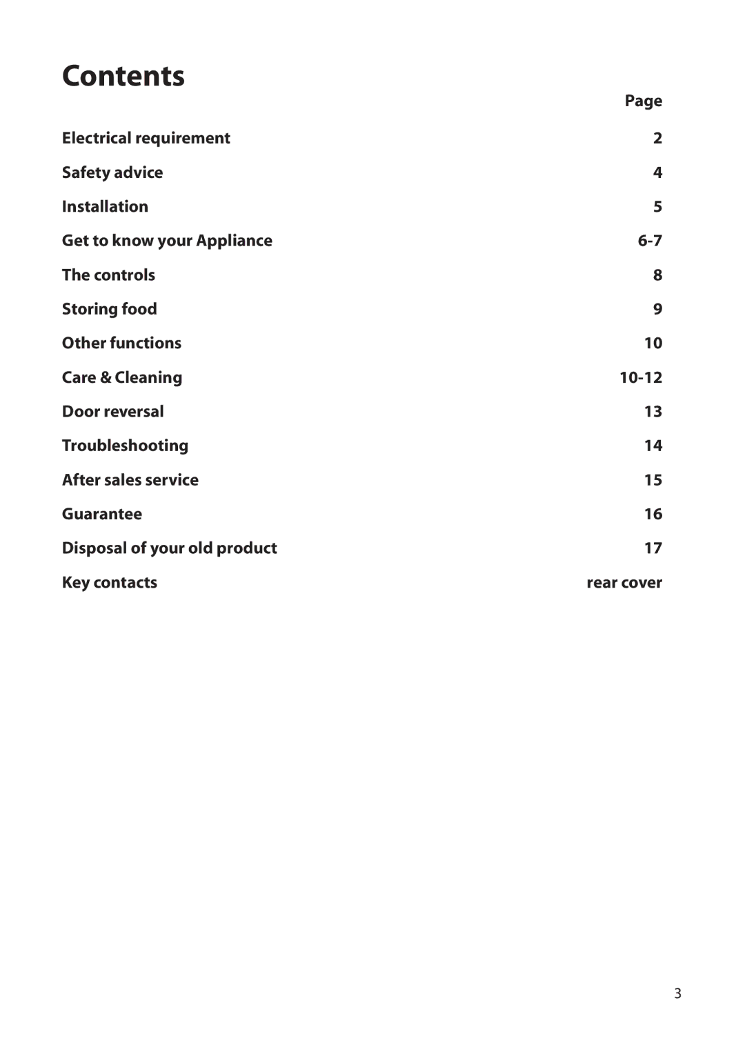 Hotpoint RLB20 manual Contents 