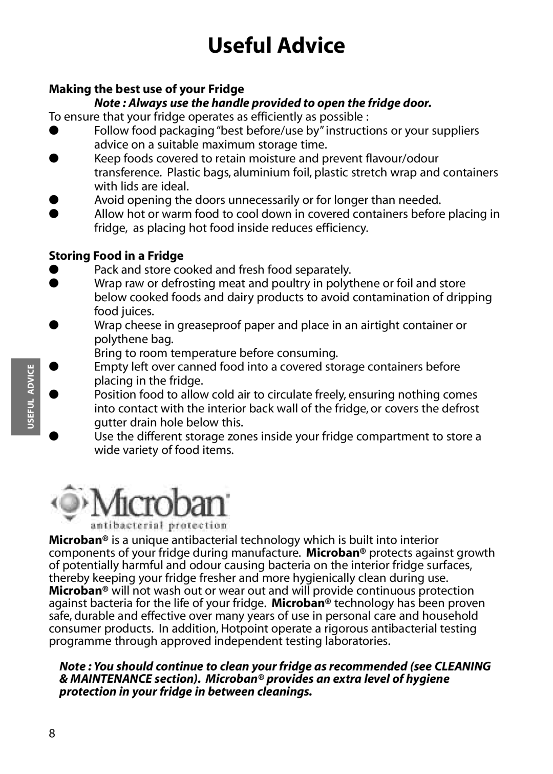 Hotpoint RLM31, RLM33, RLA31, RLA33 manual Making the best use of your Fridge, Storing Food in a Fridge 