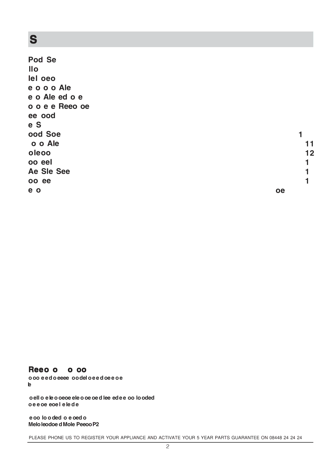 Hotpoint RSA 21, RSAAV21P manual Contents 