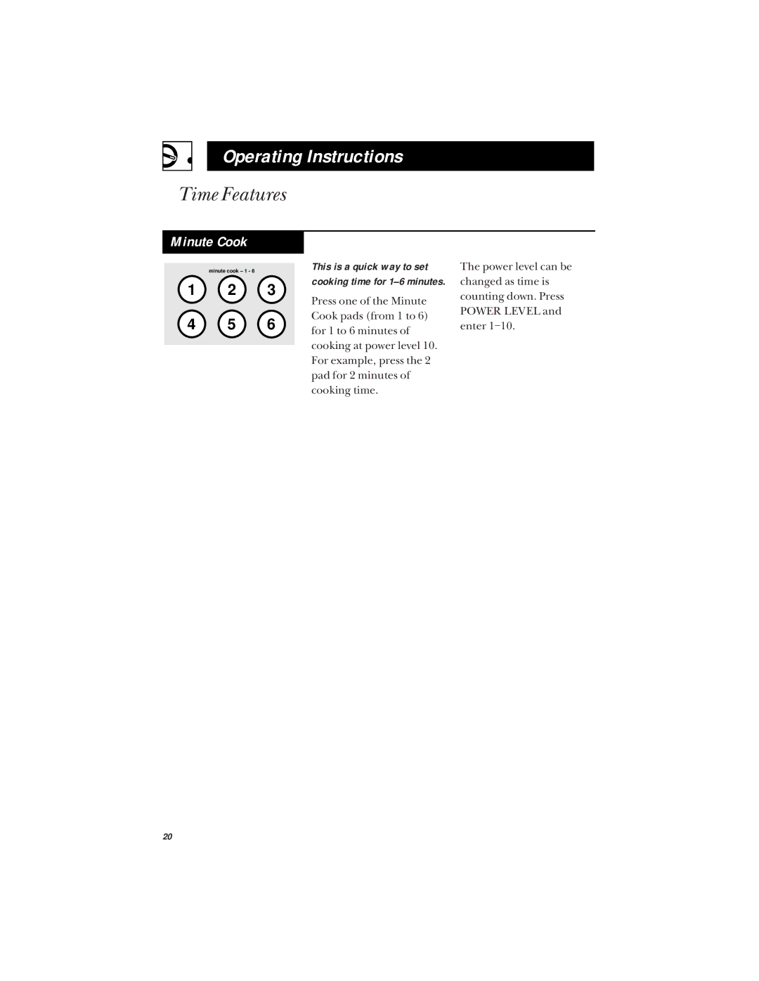 Hotpoint RVM1425 owner manual Minute Cook 