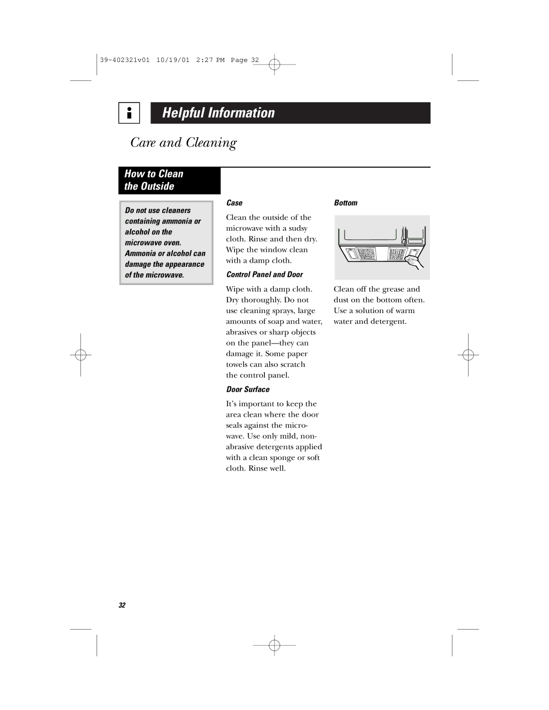 Hotpoint RVM1435 owner manual Case, Control Panel and Door, Door Surface 