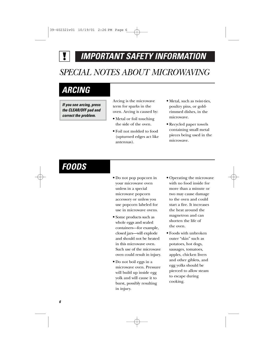 Hotpoint RVM1435 owner manual Special Notes about Microwaving 